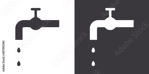 Water tap icon Flat set in black and white color outline vector
