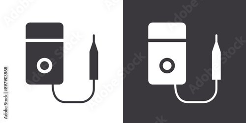 voltmeter icon Flat set in black and white color outline vector
