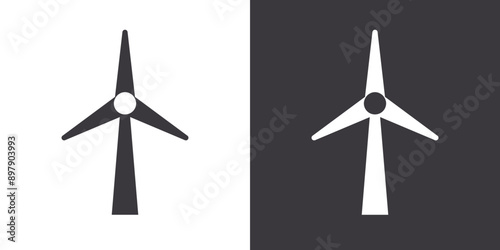 Wind turbine icon Flat set in black and white color outline vector
