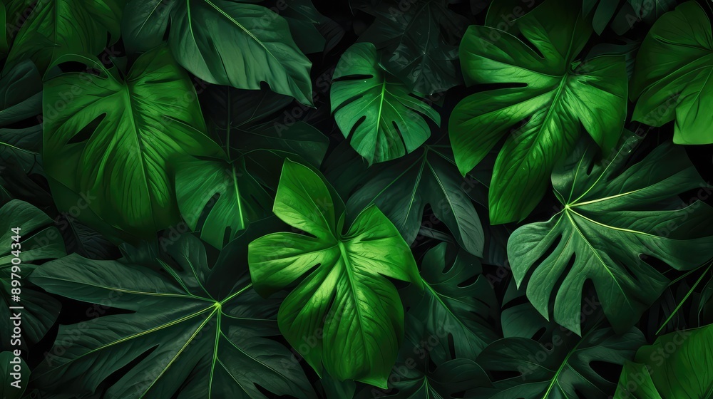 green abstract jungle leaves