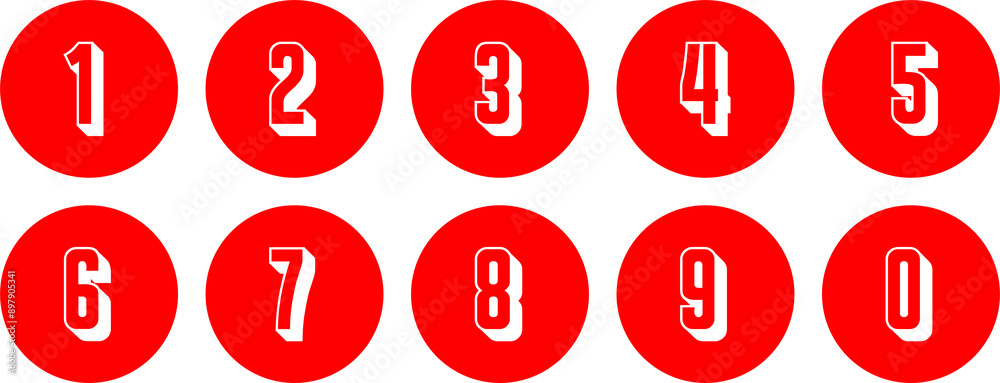 red numbers from zero to 9 red numbers from zero to 9