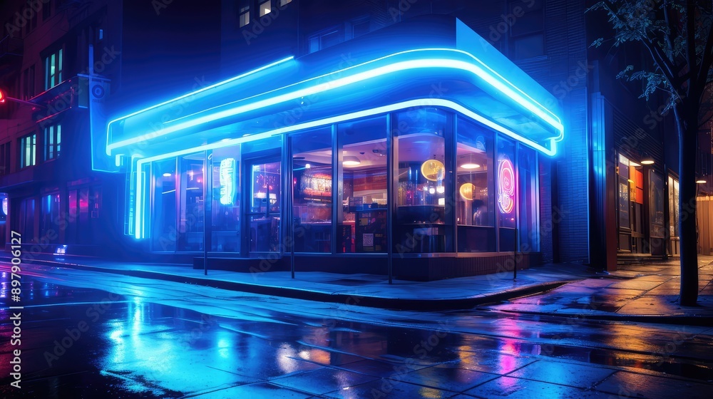 Fototapeta premium futuristic blue light streaks