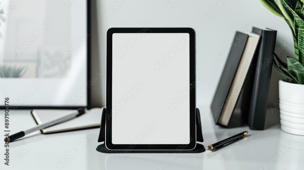 Tablet Mockup With Minimalist Workspace. Tablet Mockup With Minimalist Workspace.