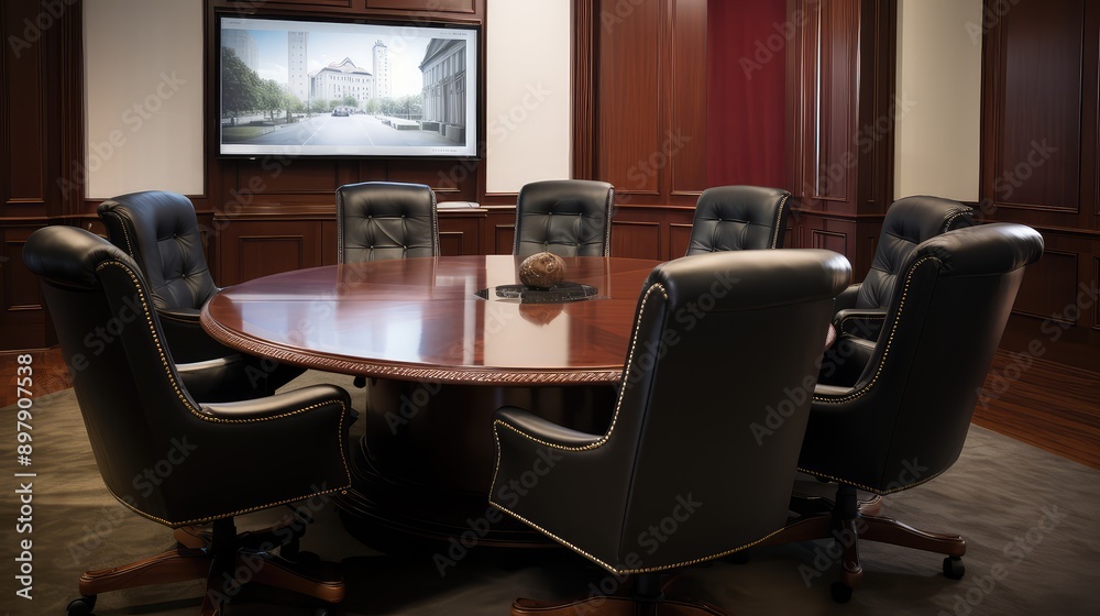 Fototapeta premium mahogany round conference table