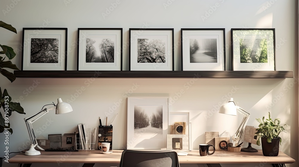 Fototapeta premium office blurred frames interior decorating