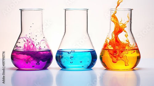 mixture beaker chemistry white background