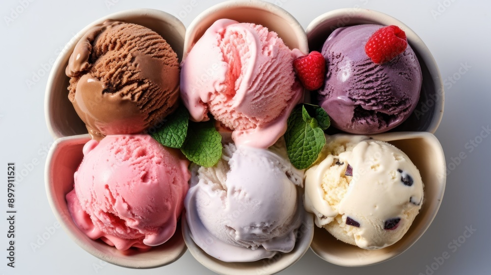 Assortment of Ice Cream Scoops in a Bowl Assortment of Ice Cream Scoops in a Bowl