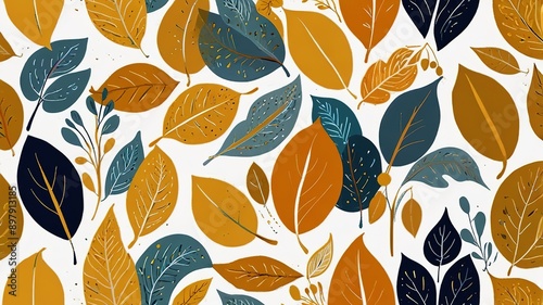 Abstract pattern suitable for printing. oil painting pattern in a small leave. Little leave. white background.