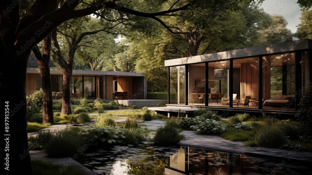 sleek trees and houses sleek trees and houses