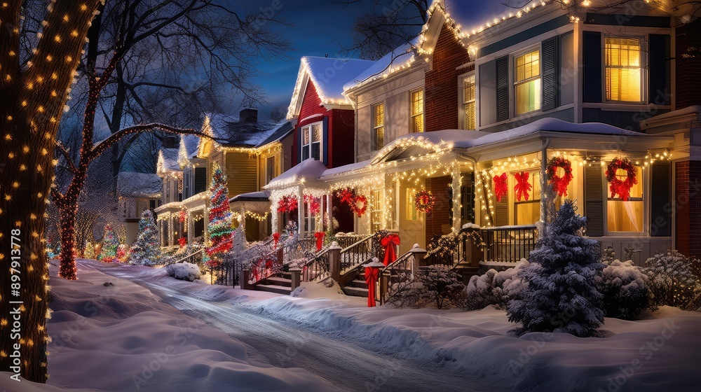 Fototapeta premium outdoor colored christmas lights