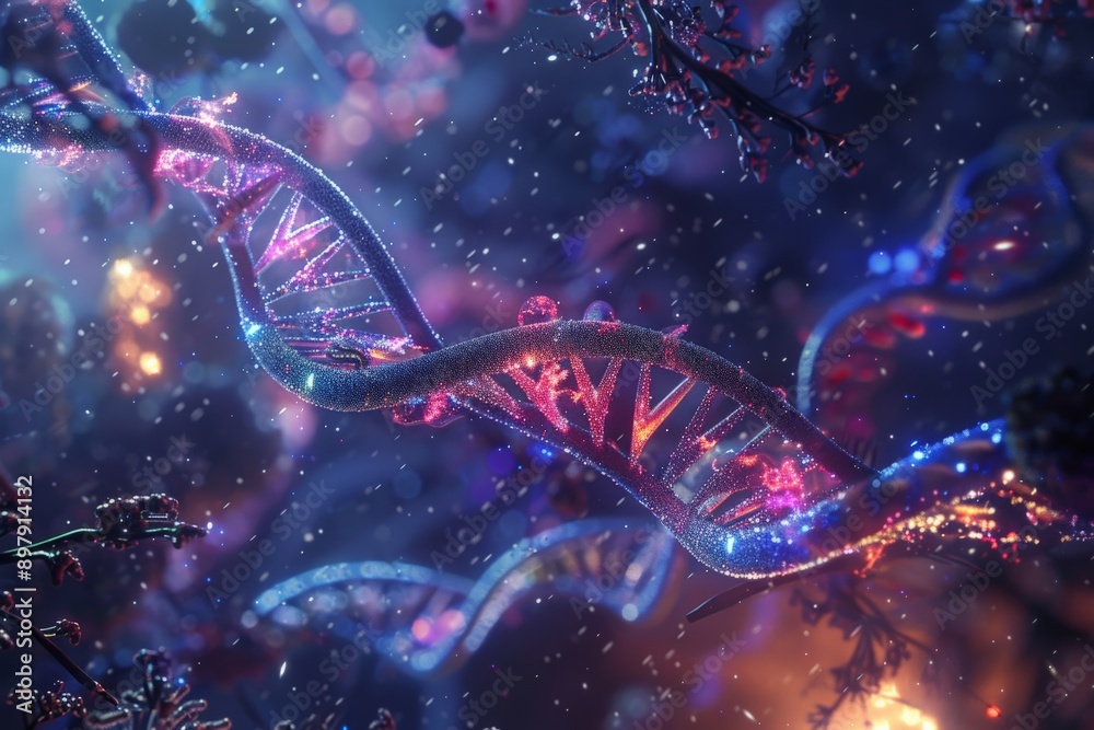 DNA Structure with Sparkles. DNA Structure with Sparkles.