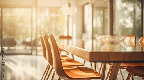 golden blurred mid century modern interiors