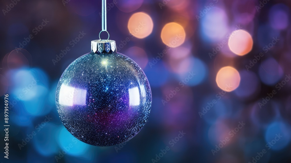 Fototapeta premium christmas blue purple bokeh