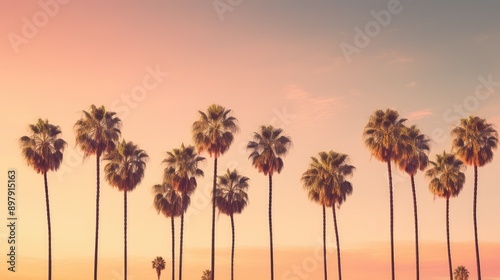 street retro palm trees