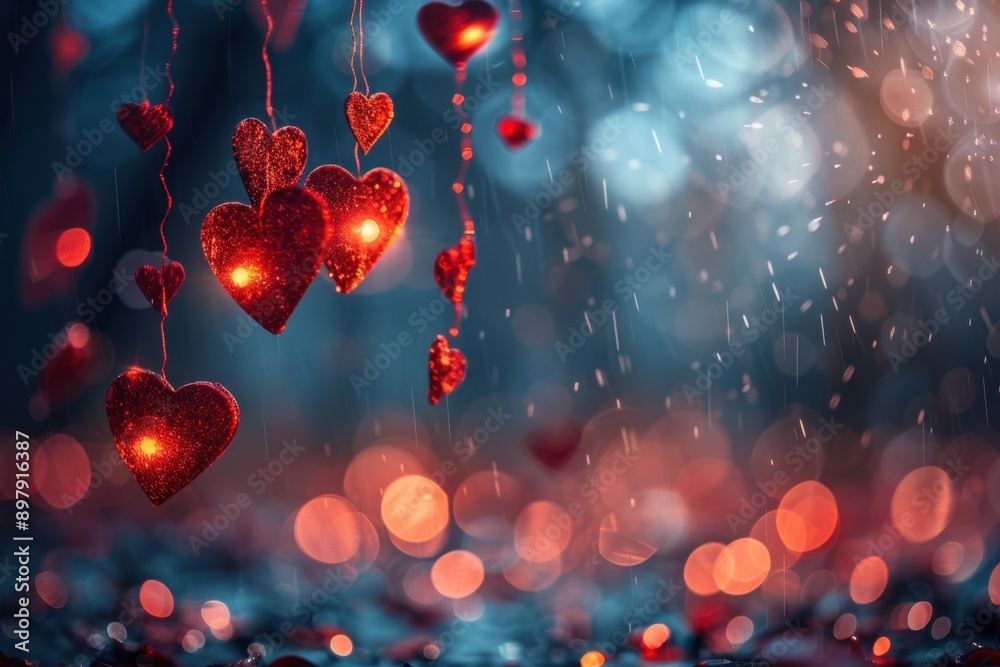 Glowing red bokeh hearts floating in a dark, romantic atmosphere with a soft-focus background, perfect for Valentine's Day.
Glowing red bokeh hearts floating in a dark, romantic atmosphere with a soft-focus background, perfect for Valentine's Day.