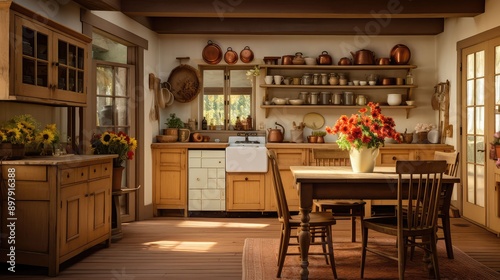 wooden interior kitchen © sevector