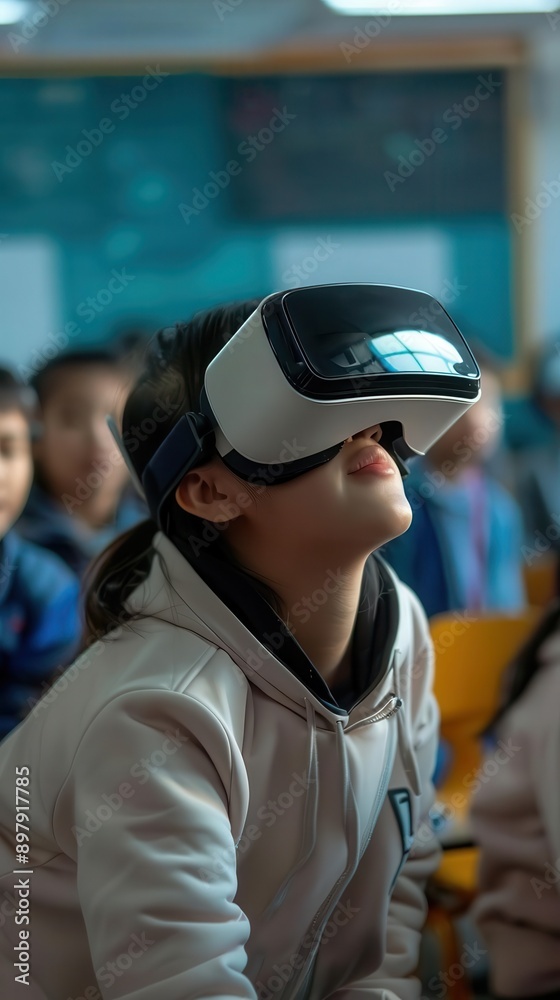 VR being used for immersive education in a classroom VR being used for immersive education in a classroom