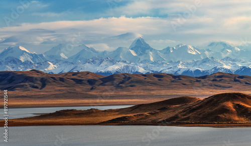 Quadro su tela Northern Tien Shan mountain range with Khan Tengri peak in southeast Kazakhstan