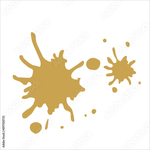 Paint gold pigment spray splash stain illustration spots