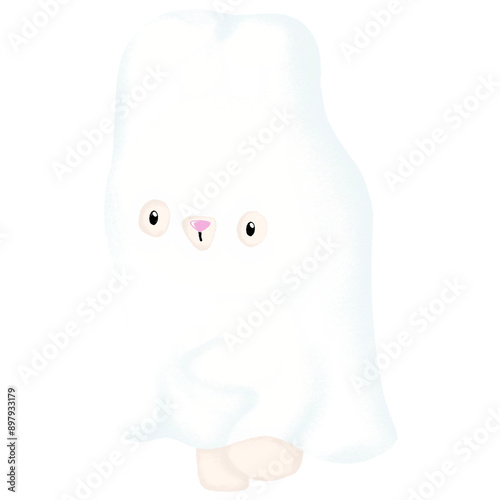 Cute Rabbit Ghost hand drawing 