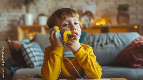 Young Child with Autism Using Assistive Communication Device at Home