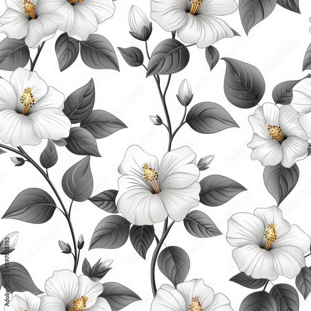 Elegant Monochrome Jasmine Blossom Icon on White Background Elegant Monochrome Jasmine Blossom Icon on White Background