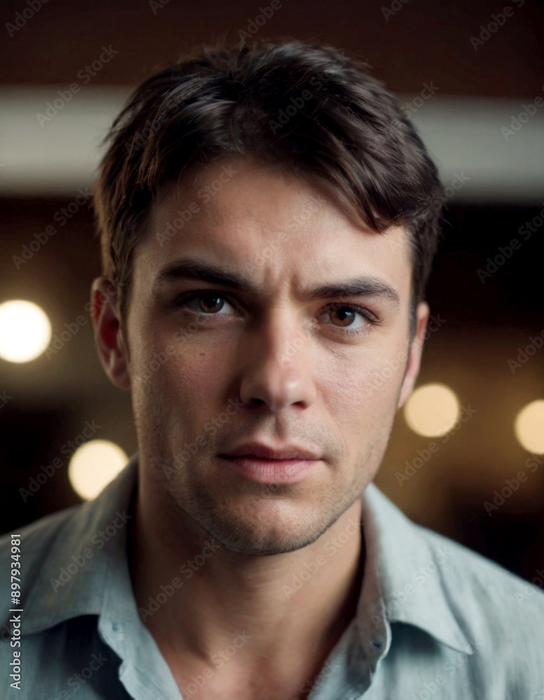 Fototapeta premium Close-up portrait of a man with brown hair