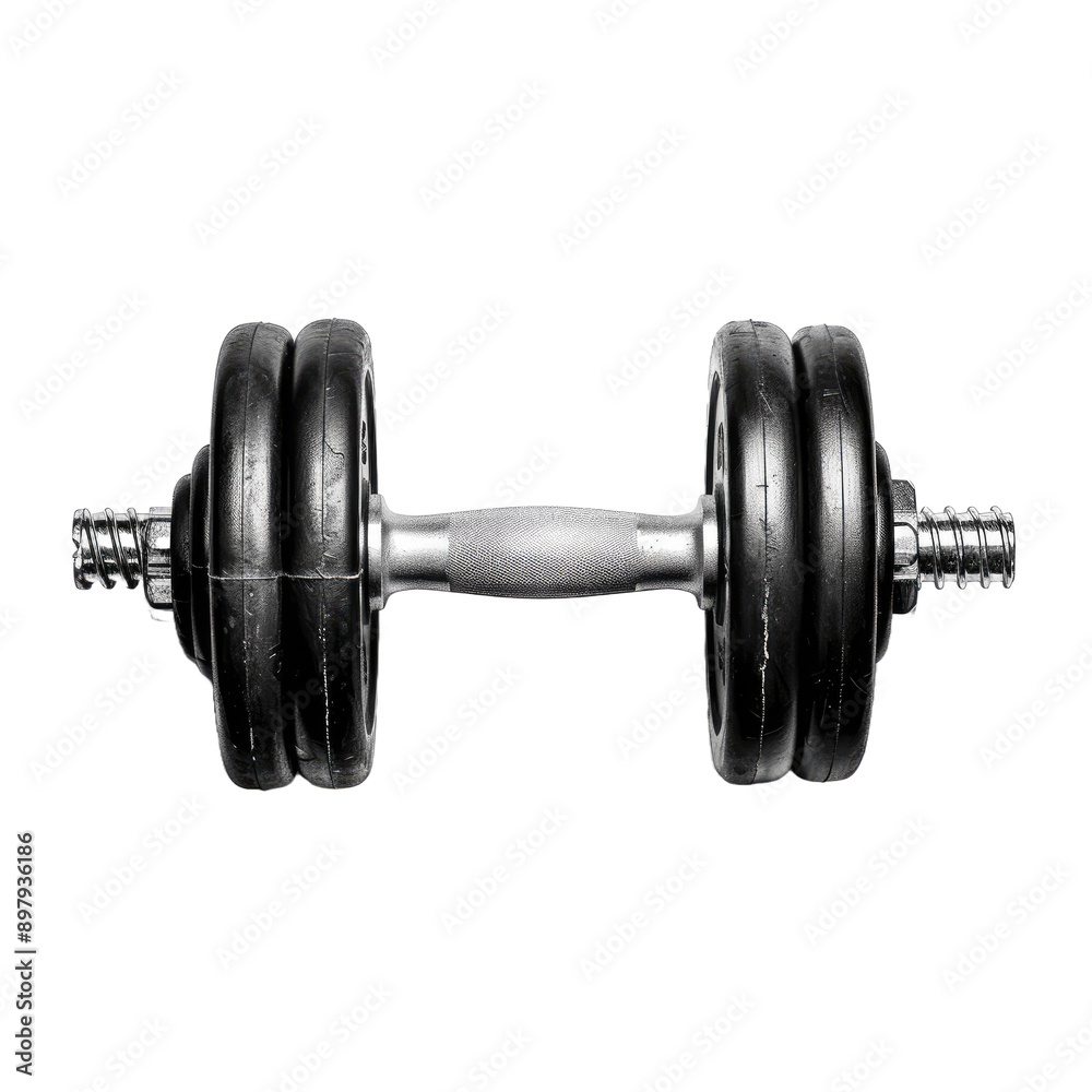 Fototapeta premium Green classic dumbbells, Sports Equipment on white background