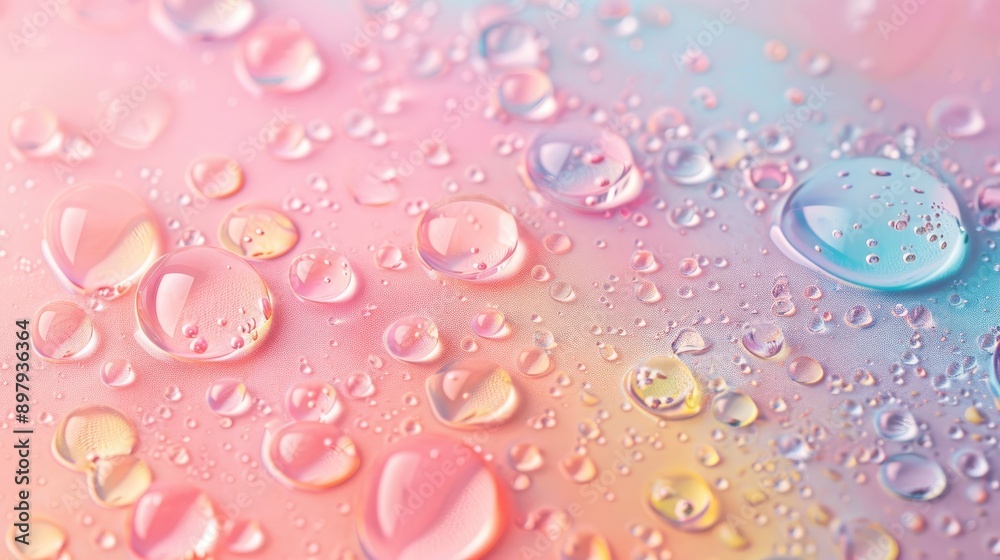 water drops of transparent gel serum on pastel background. cosmetic banner water drops of transparent gel serum on pastel background. cosmetic banner