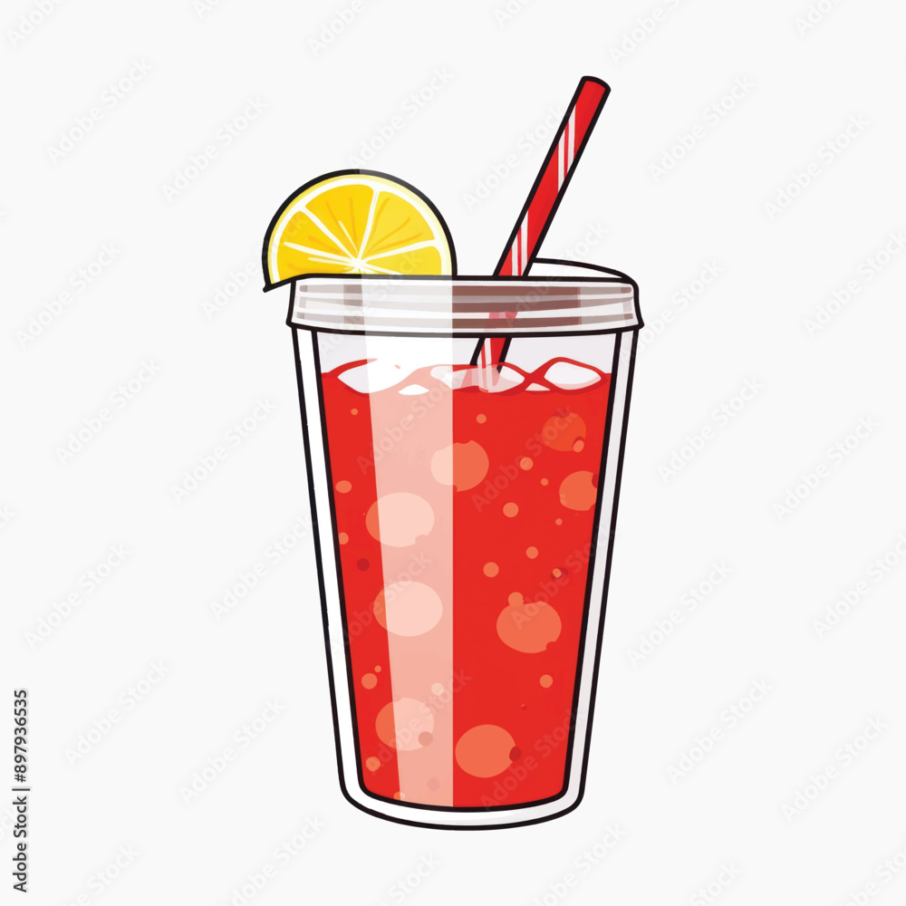 Refreshing lemonade with red straw