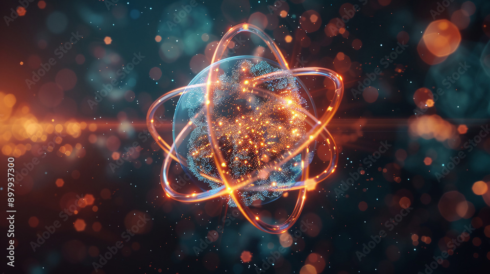 Photorealistic depiction of an atom highlights its intricate structure ...