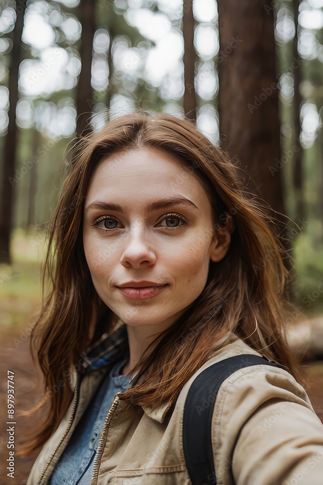 A Selfie photo a woman in Hawaii outdoors forest A Selfie photo a woman in Hawaii outdoors forest
