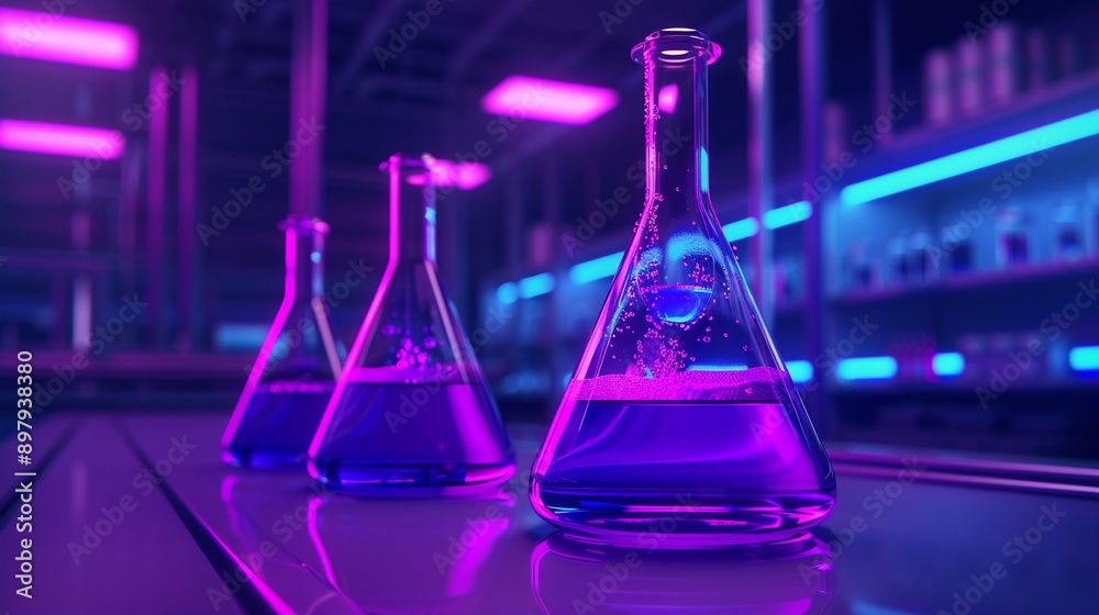 Futuristic lab with a toxin mixture experiment gone wrong, high peril, cyberpunk style, neon highlights, detailed illustration 8K , high-resolution, ultra HD,up32K HD