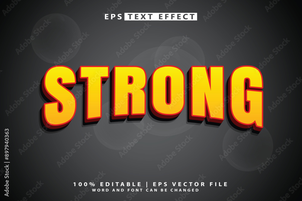 Fototapeta premium Strong text effect font editable typography text