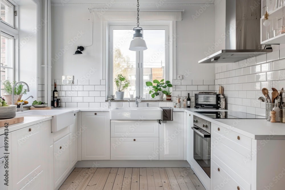 Minimalist white kitchen with cozy features and contemporary style Minimalist white kitchen with cozy features and contemporary style