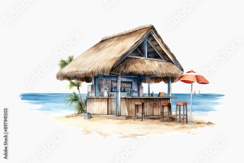 Tropical beach bar illustration