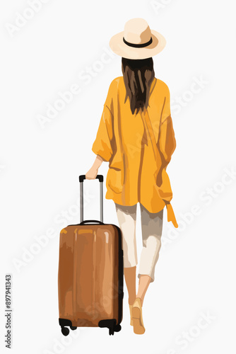 Woman traveling with suitcase