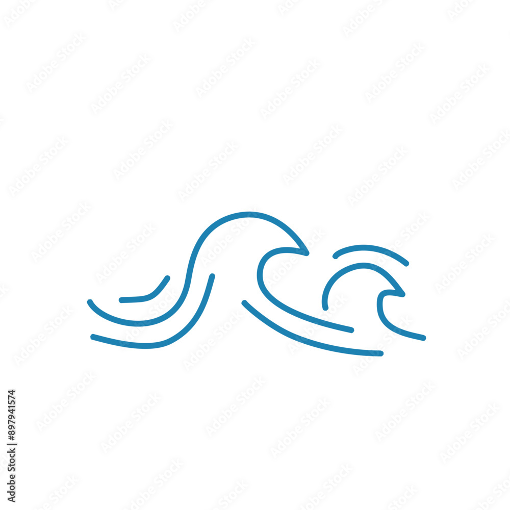 Water wave line icons. Flowing river water and sea wave marks. Water wave line icons. Flowing river water and sea wave marks.