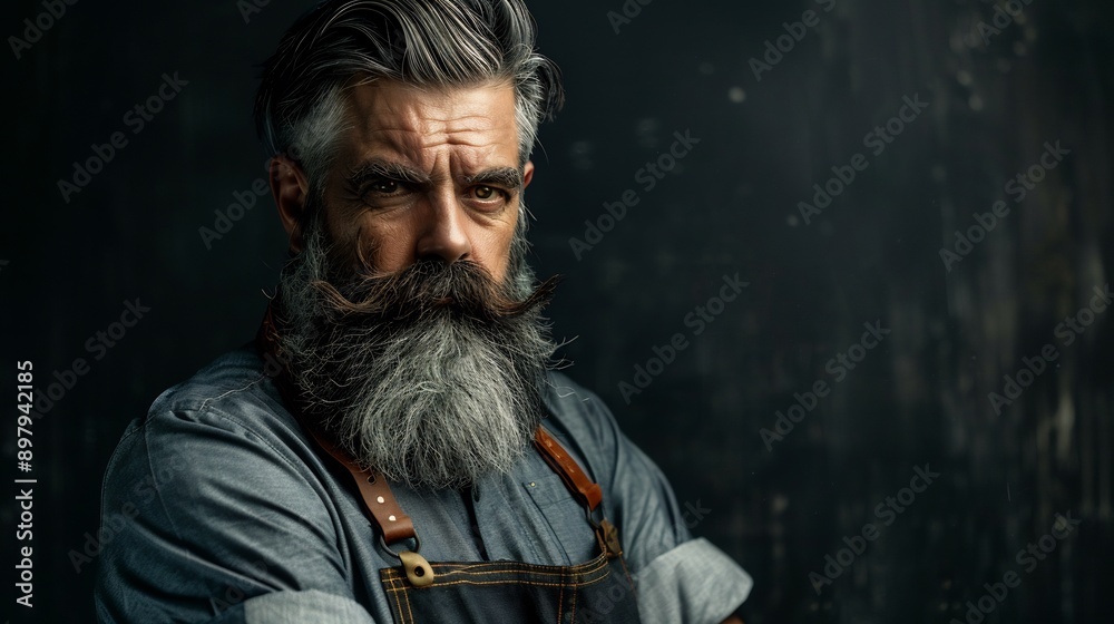 Portrait of professional butcher with beard Portrait of professional butcher with beard