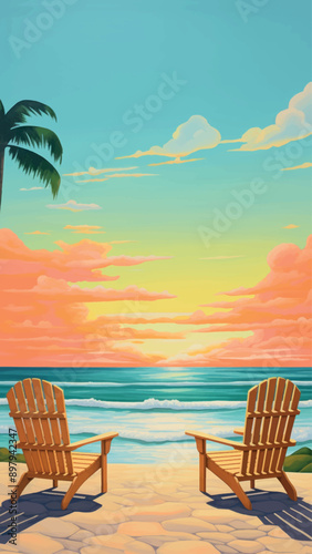 Tropical beach sunset relaxation