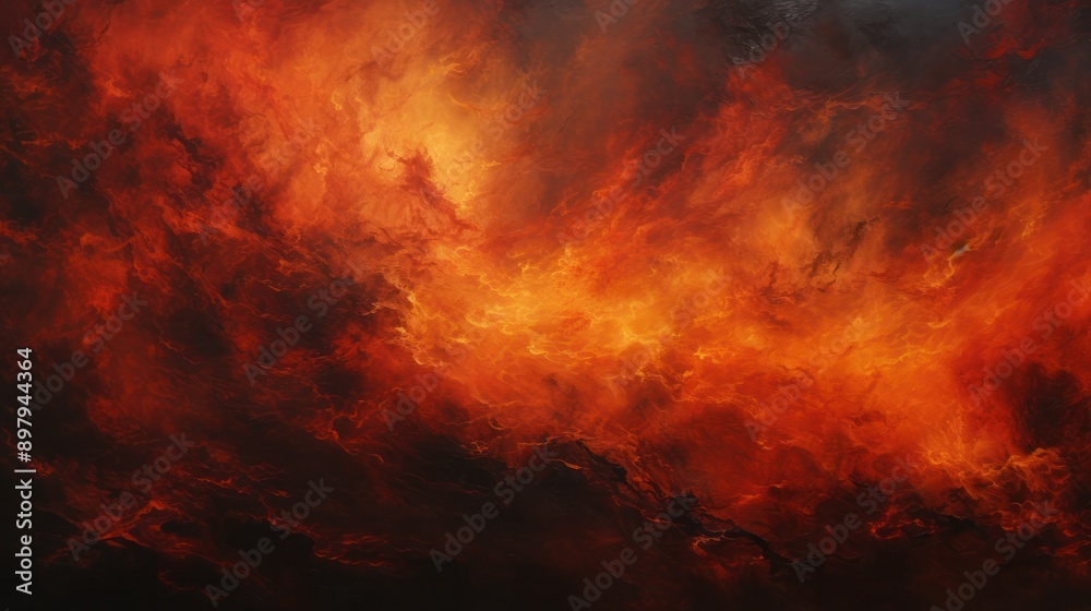 Intense blaze of red and orange fire contrasted against a dark canvas Intense blaze of red and orange fire contrasted against a dark canvas
