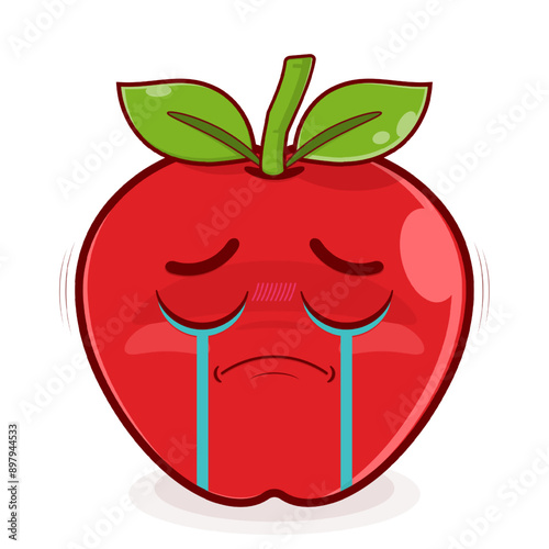 apple crying face cartoon cute