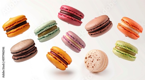 Wallpaper Mural colorful macaroons isolated on white background Torontodigital.ca