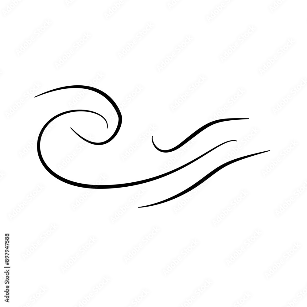 Hand drawn doodle wind motion, air blow, swirl elements. Sketch drawn air blow motion, smoke flow art, abstract line. Hand drawn doodle wind motion, air blow, swirl elements. Sketch drawn air blow motion, smoke flow art, abstract line.