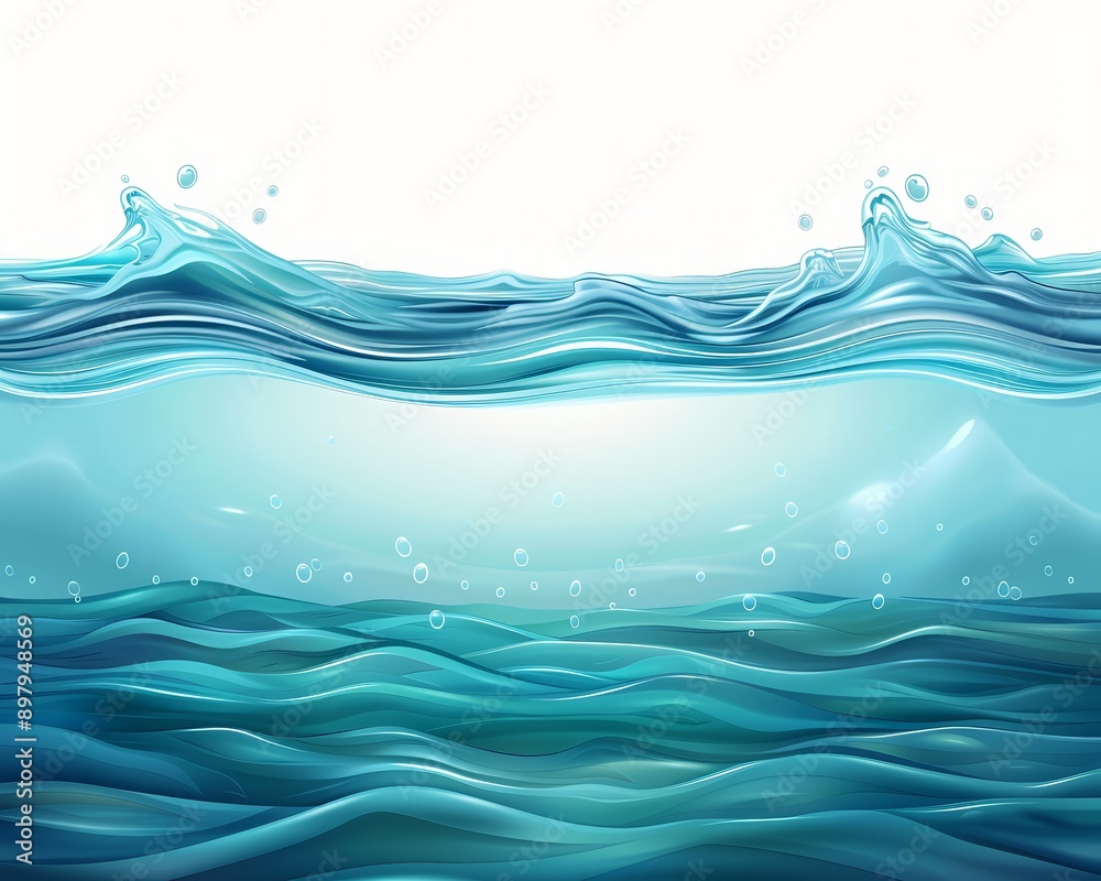 Digital artwork of ocean waves with a vibrant blue color scheme, creating a serene and refreshing aquatic scene. Digital artwork of ocean waves with a vibrant blue color scheme, creating a serene and refreshing aquatic scene.