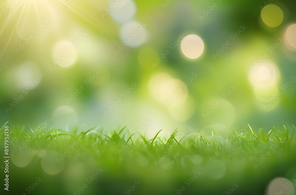 Obraz premium blur bokeh green garden background abstract 