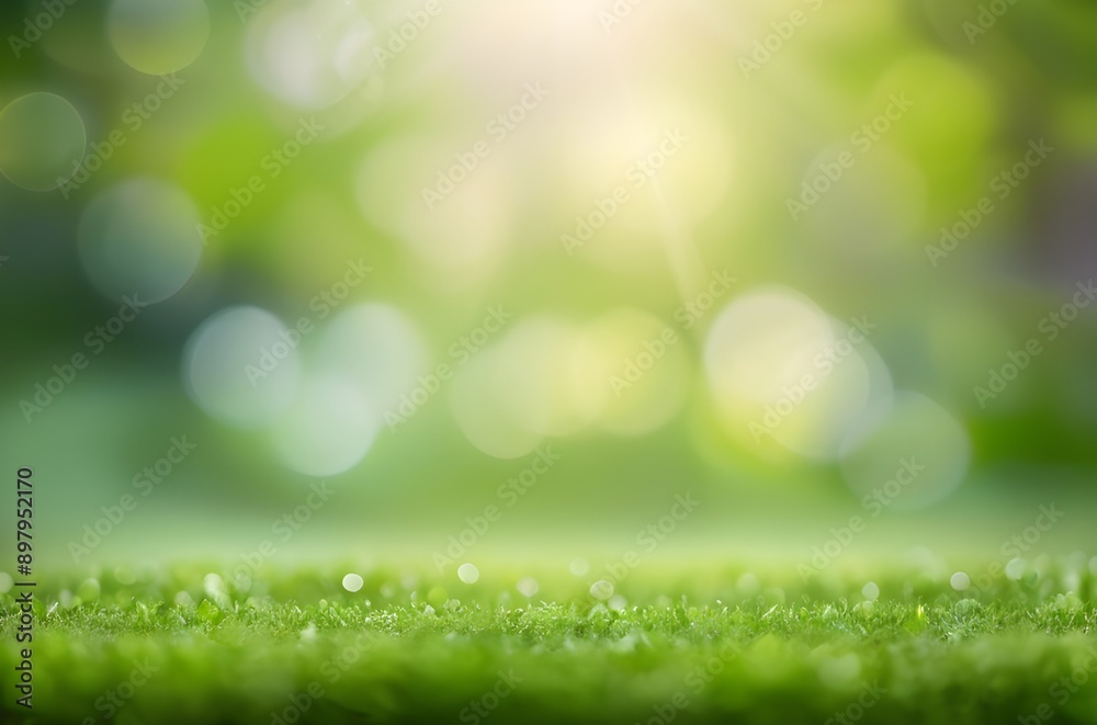 Obraz premium blur bokeh green garden background abstract 
