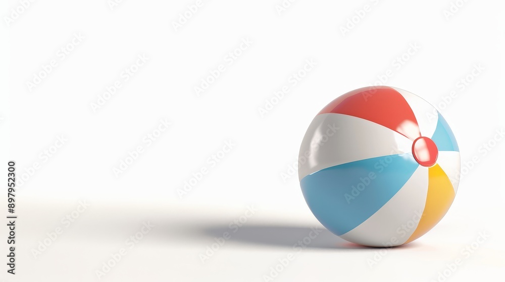 Vibrant beach ball with glossy finish, isolated on a white background, perfect for summer-themed designs, with ample copy text space Vibrant beach ball with glossy finish, isolated on a white background, perfect for summer-themed designs, with ample copy text space