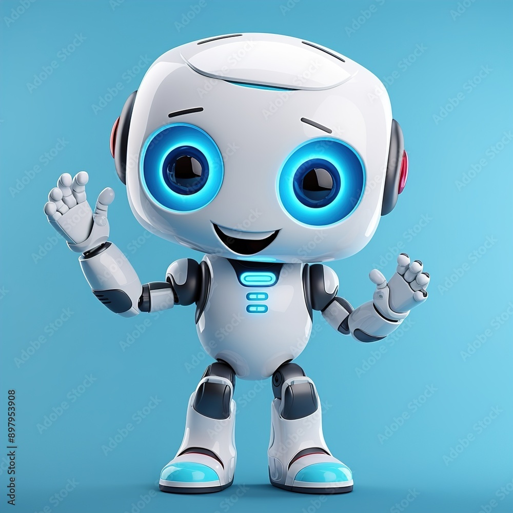 blue robot pointing blue robot pointing