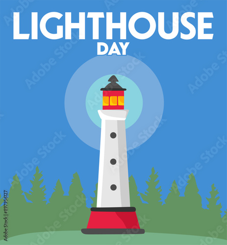 happy lighthouse day with a lighthouse that emits light